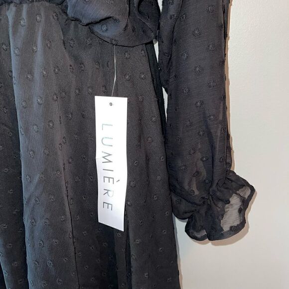 Urban Outfitters Lumiere Black Long Sleeve Swiss Dot
Dolman Dress Size Large - Picture 5 of 8